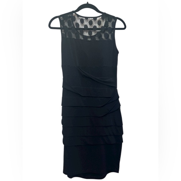 Carole Little Black Dress with Polka Dot Mesh - Picture 3 of 5